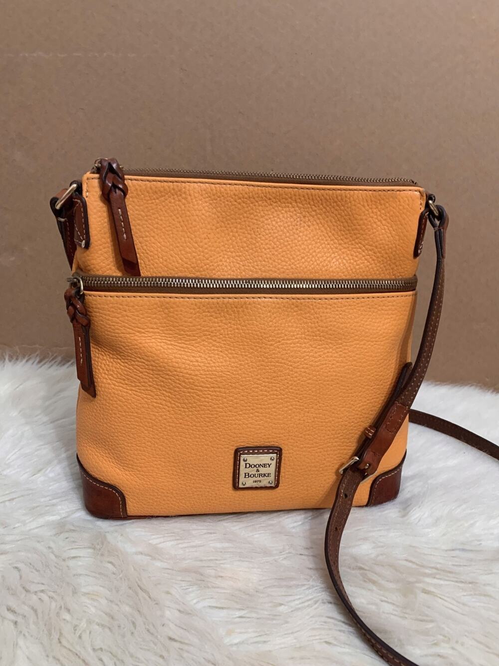 DOONEY & BOURKE Melon Pebbled Leather North South Zip Top Messenger XBody Bag